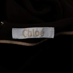 Pre Owned Chloe Olive Green Crepe Long Sleeve Short Dress M