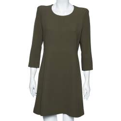 Pre Owned Chloe Olive Green Crepe Long Sleeve Short Dress M