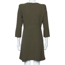 Pre Owned Chloe Olive Green Crepe Long Sleeve Short Dress M