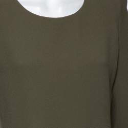 Pre Owned Chloe Olive Green Crepe Long Sleeve Short Dress M
