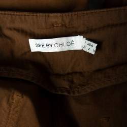 Pre Owned See By Chloe Brown Cotton High Waisted Cargo Pants M