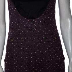 Chloe Purple Textured Cotton Buttoned Sleeveless Jumpsuit S