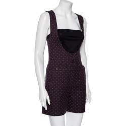 Chloe Purple Textured Cotton Buttoned Sleeveless Jumpsuit S