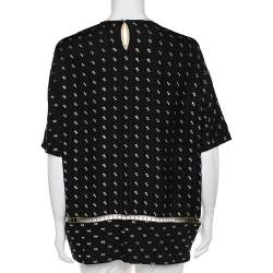 Pre Owned Chloe Black Silk Gold Detail Top M