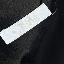 Pre Owned Chloe Black Silk Ruffled Trim Detail Long Sleeve Blouse S