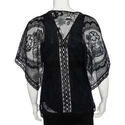 Pre Owned Chloe Navy Blue Lace oversized Sleeve Top S