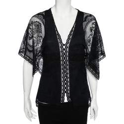 Pre Owned Chloe Navy Blue Lace oversized Sleeve Top S