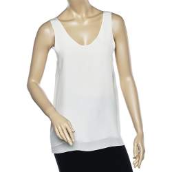 Pre Owned Chloe Milk White Silk Tank Top S
