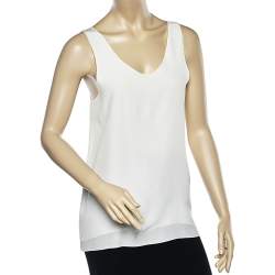 Pre Owned Chloe Milk White Silk Tank Top S