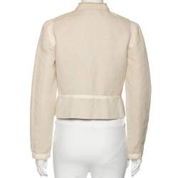 Pre Owned Chloe Beige Cotton & Linen Embellished Cropped Jacket M