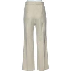 Chloe Cream Wool Side Trim Detail Parallel Trousers M