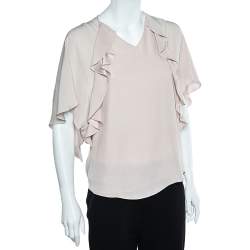 Pre Owned Chloe Soft Pink Silk Ruffled Top M