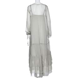 Pre Owned Chloe Grey Chiffon Tiered Maxi Dress L