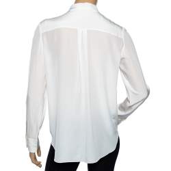 Pre Owned Chloe Cream Silk Eyelet Lace Layered Trim Shirt M