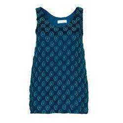 Chloe Cyan Blue Crinkled Silk Jacquard Top And Pants Set S