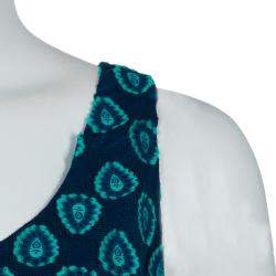 Chloe Cyan Blue Crinkled Silk Jacquard Top And Pants Set S