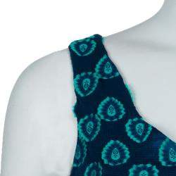 Chloe Cyan Blue Crinkled Silk Jacquard Top And Pants Set S