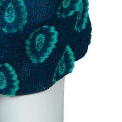 Chloe Cyan Blue Crinkled Silk Jacquard Top And Pants Set S