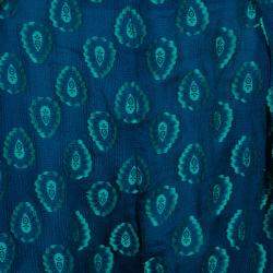 Chloe Cyan Blue Crinkled Silk Jacquard Top And Pants Set S