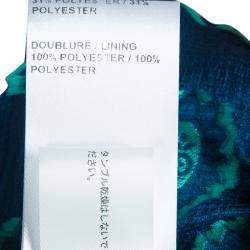 Chloe Cyan Blue Crinkled Silk Jacquard Top And Pants Set S