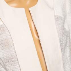 Pre Owned Chloe Cream Textured Tweed Open Front Jacket S