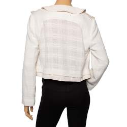 Pre Owned Chloe Cream Textured Tweed Open Front Jacket S