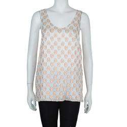 Pre Owned Chloe White Lurex Silk Jacquard Sleeveless Top M