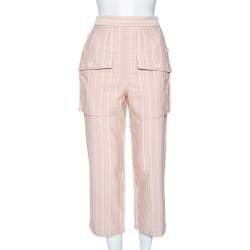 Chloe Light Pink Striped Pocketed Straight Leg Pants S
