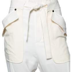 Pre Owned Chloe White Crepe Oversized Pocket Detail Pants S