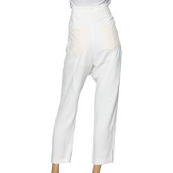 Pre Owned Chloe White Crepe Oversized Pocket Detail Pants S