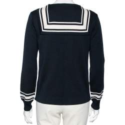 Pre Owned Chloe Navy Blue Wool Milano Sailor Long Sleeve Sweater L