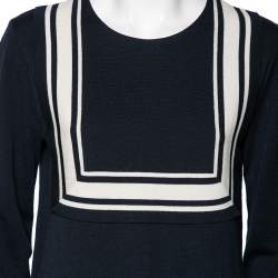 Pre Owned Chloe Navy Blue Wool Milano Sailor Long Sleeve Sweater L
