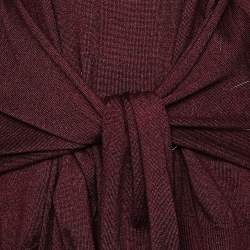 Pre Owned Chloe Burnt Mahogany Wool Waist Tie Detail Sweater M