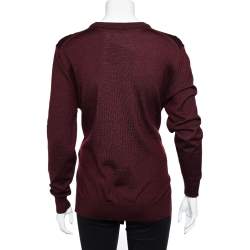 Pre Owned Chloe Burnt Mahogany Wool Waist Tie Detail Sweater M