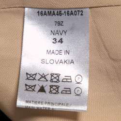 Pre Owned Chloe Navy Blue Wool Ribbed Collar Detailed Double Breasted Oversized Coat S