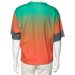 Pre Owned Chloe Orange & Green Ombre Cotton Logo Printed T-Shirt M