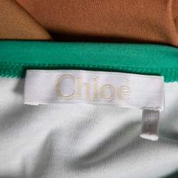 Pre Owned Chloe Orange & Green Ombre Cotton Logo Printed T-Shirt M