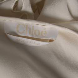 Pre Owned Chloe Off White Silk Eyelet Detailed Blouse S
