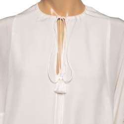 Pre Owned Chloe Off White Silk Eyelet Detailed Blouse S