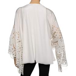 Pre Owned Chloe Off White Silk Eyelet Detailed Blouse S