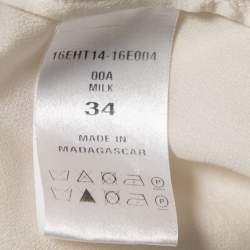 Pre Owned Chloe Off White Silk Ruffle Trimmed Neck Tie Detail Blouse S