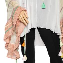 Pre Owned Chloe Cream Silk Crepeon Tasseled Blouse S