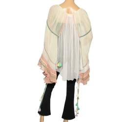 Pre Owned Chloe Cream Silk Crepeon Tasseled Blouse S