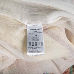 Pre Owned Chloe Cream Silk Crepeon Tasseled Blouse S