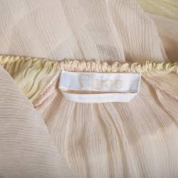 Pre Owned Chloe Cream Silk Crepeon Tasseled Blouse S