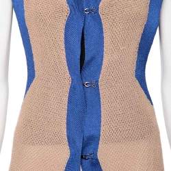 Pre Owned See By Chloe Beige And Blue Cotton Sleeveless Cardigan M