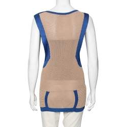 Pre Owned See By Chloe Beige And Blue Cotton Sleeveless Cardigan M