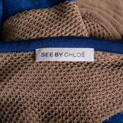 Pre Owned See By Chloe Beige And Blue Cotton Sleeveless Cardigan M