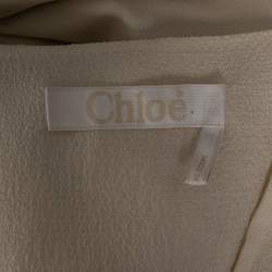 Chloe Cream Crinkle Silk Lace Trim Detailed Blouse and Skirt S