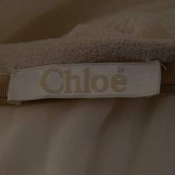 Chloe Cream Crinkle Silk Lace Trim Detailed Blouse and Skirt S